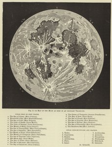 Carte de la lune vue dans un télescope ordinaire - English School
