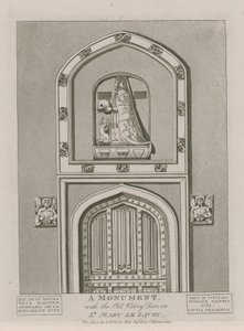 Un monument avec la vieille porte de la sacristie à St Mary le Savoy - English School