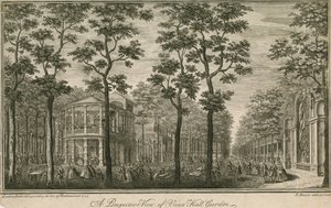 Vue en perspective des jardins de Vauxhall, Londres - English School