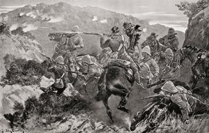 Un piquet du 13e Hussards surpris près de la rivière Tugela, Hussar Hill, KwaZulu-Natal pendant la seconde guerre des Boers, de 