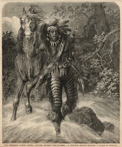 Un Indien des prairies cherchant un refuge