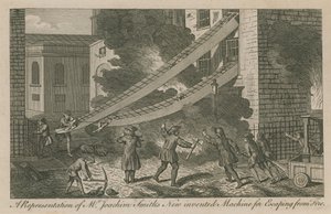 Représentation de la nouvelle machine inventée par M. Joachim Smith pour échapper au feu