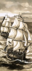 Une salve de canons accompagne le départ de Jean de La Pérouse pour un voyage d
