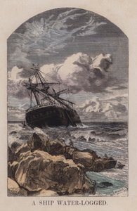 Un navire en perdition (gravure en couleur) - English School