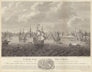 Vue sud-est de Londres (gravure) - English School