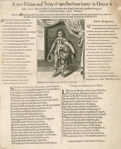 Une véritable image et histoire de deux frères nés à Gênes en Italie, 1620 - English School