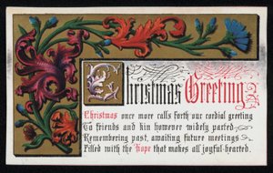 Un vers avec motif de rouleau floral, carte de vœux de Noël - English School