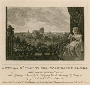 Vue depuis la salle de petit-déjeuner de M. Cosway, Pall Mall, avec le portrait de Mme Cosway