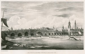 Vue du côté est du pont de Londres en 1827 - English School