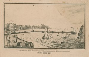 Vue de la jetée suspendue à chaînes et de la Marine Parade - English School