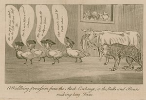 Une procession chancelante de la Bourse, ou les taureaux et les ours faisant de longues figures
