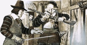 Un avertissement de la servante a envoyé le roi Charles II se précipiter vers sa cachette secrète - English School