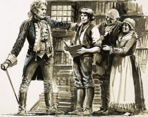Un voisin riche voit Samuel Johnson travailler dans une librairie - English School