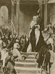 Une femme dirigeante fait appel à ses sujets (gravure)