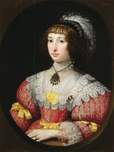 Une jeune dame avec une coiffe à plumes - English School