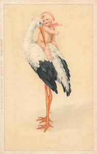 Jeune enfant chevauchant une cigogne - English School