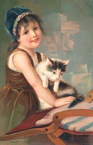 Une jeune fille posant avec un chat