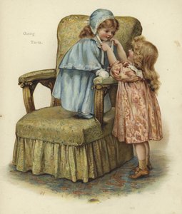 Une jeune fille debout sur le coussin d