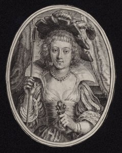 Jeune femme portant un bâton et tenant des fleurs - English School