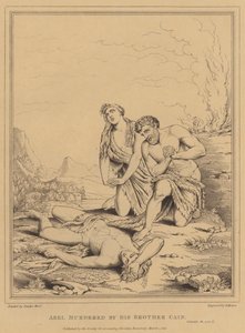 Abel assassiné par son frère Caïn, Genèse (gravure) - English School