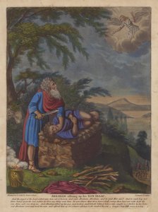 Abraham offrant son fils Isaac (lithographie couleur) - English School