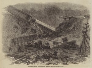 Accident sur le chemin de fer Great Western du Canada, près de Dundas (gravure)