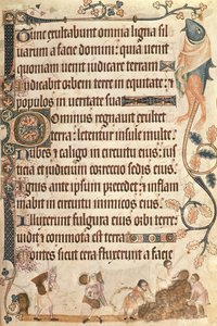 Empilage de gerbes de maïs, du Psautier de Luttrell, commencé avant 1340 pour Sir Geoffrey Luttrell (1276-1345) - English School