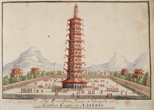 Add. 5353, f.67 La tour de porcelaine, une pagode ou temple païen à Nankin, de Collections de Costumes de Diverses Nations