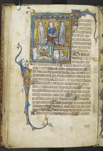 Alexandre avec deux astrologues pointant les étoiles avec une reine et une femme avec des nouveau-nés, de 