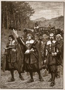 Avancée des Covenanters à travers la frontière en Angleterre, illustration de Cassells Illustrated History of England - English School
