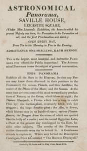 Annonce pour le panorama astronomique, Saville House, Leicester Square, Londres - English School