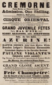 Publicité pour les Jardins de Cremorne, Londres - English School