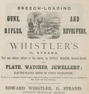 Publicité pour Edward Whistler, 11 Strand, Londres - English School