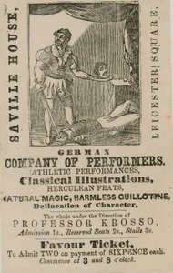 Annonce pour la compagnie allemande de performers, Saville House, Leicester Square, Londres - English School