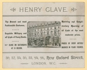 Publicité pour Henry Glave, New Oxford Street, Londres - English School