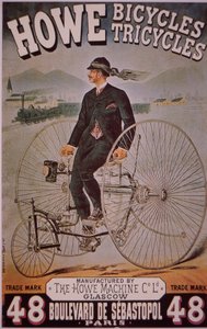 Publicité pour les bicyclettes Howe (lithographie en couleur)