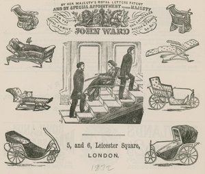 Publicité pour John Ward, fabricant de voitures pour invalides - English School