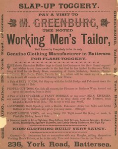 Annonce pour M. Greenburg, tailleur pour hommes - English School