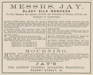 Publicité pour Messrs Jay, The London General Mourning Warehouse, Regent Street - English School