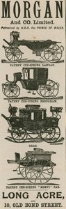Publicité pour Morgan & Co Ltd, fabricants de carrosses, Long Acre et 10 Old Bond Street, Londres - English School