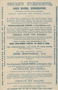 Publicité pour le Symposium de Soyer, Gore House, Kensington - English School