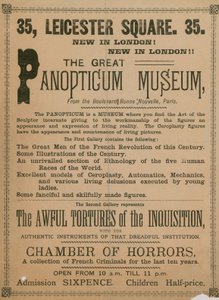 Annonce pour Le Grand Panopticum Museum, 35 Leicester Square, Londres, 1854 - English School