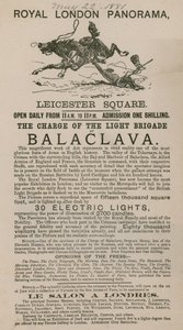 Publicité pour le Royal London Panorama présentant la Charge de la Brigade Légère à Balaclava - English School