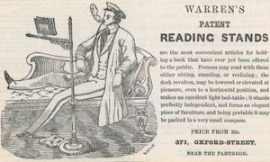 Publicité pour les pupitres de lecture brevetés de Warren - English School