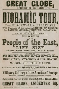 Annonce pour une tournée dioramique de Blackwall à Balaklava, avec des tableaux des principales villes d