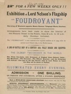 Annonce pour une exposition du navire amiral de Lord Nelson, le Foudroyant - English School