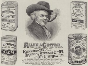 Publicité, Allen and Ginter (gravure) - English School