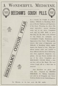 Publicité, pilules contre la toux de Beecham (gravure) - English School