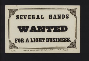 Annonce : Plusieurs mains recherchées pour un travail léger (type) - English School