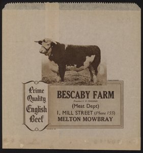 Publicité pour le bœuf de Bescaby Farm